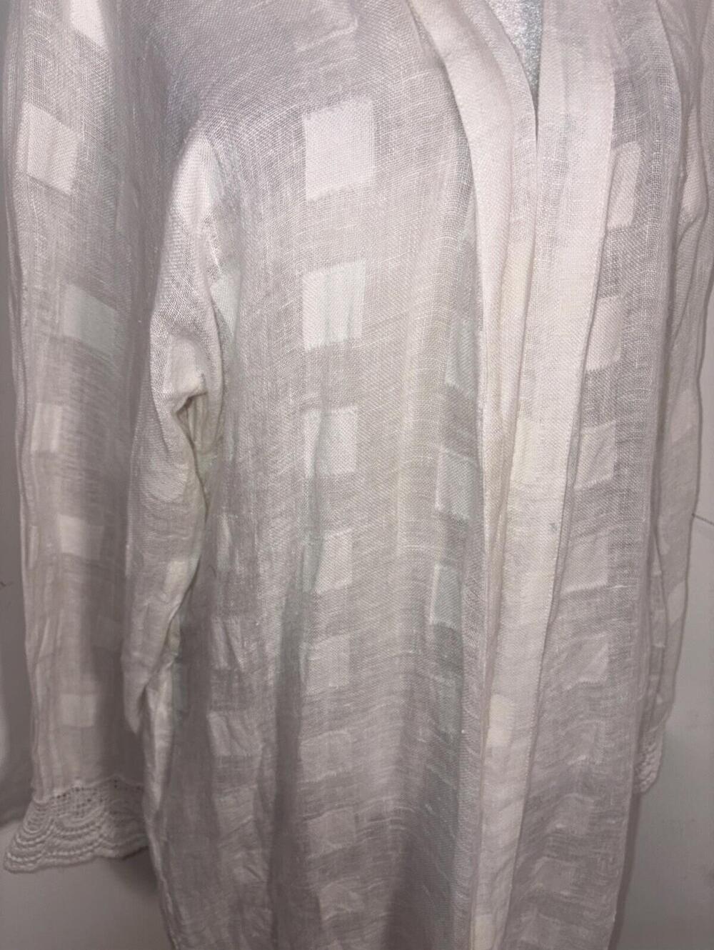 Elizabeth Hurley Beach Coverup Linen/Cotton India White Boho Sexy One Size Lace - Picture 5 of 13